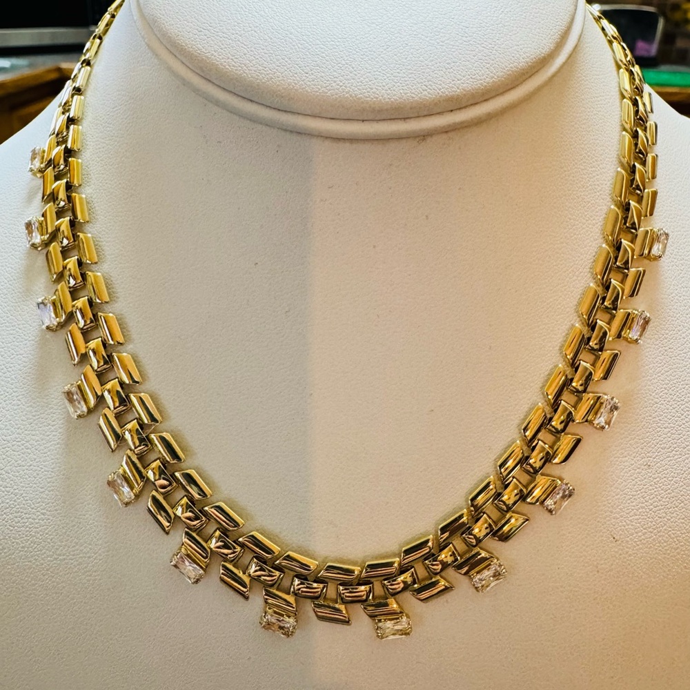 Nordstrom cubic zirconia gold tone necklace NWT